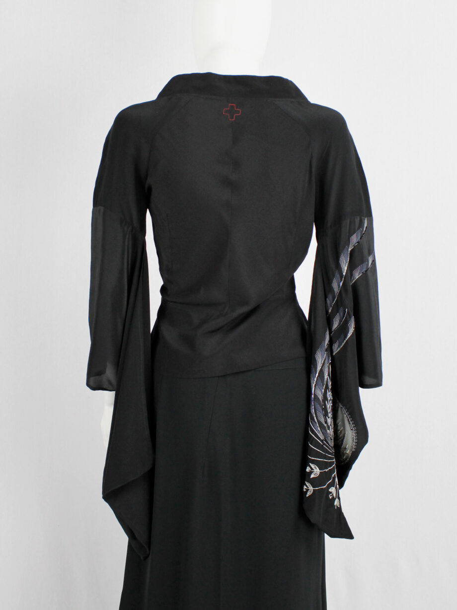 A.F. Vandevorst black kimono-inspired top with hand embroidery and beading spring 2002 (1)