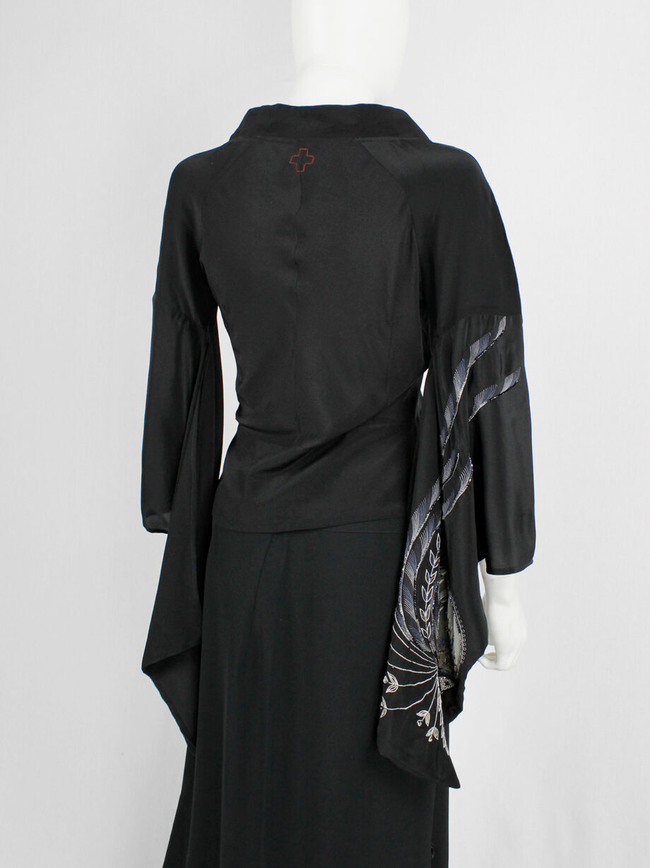A.F. Vandevorst black kimono-inspired top with hand embroidery and beading spring 2002 (2)