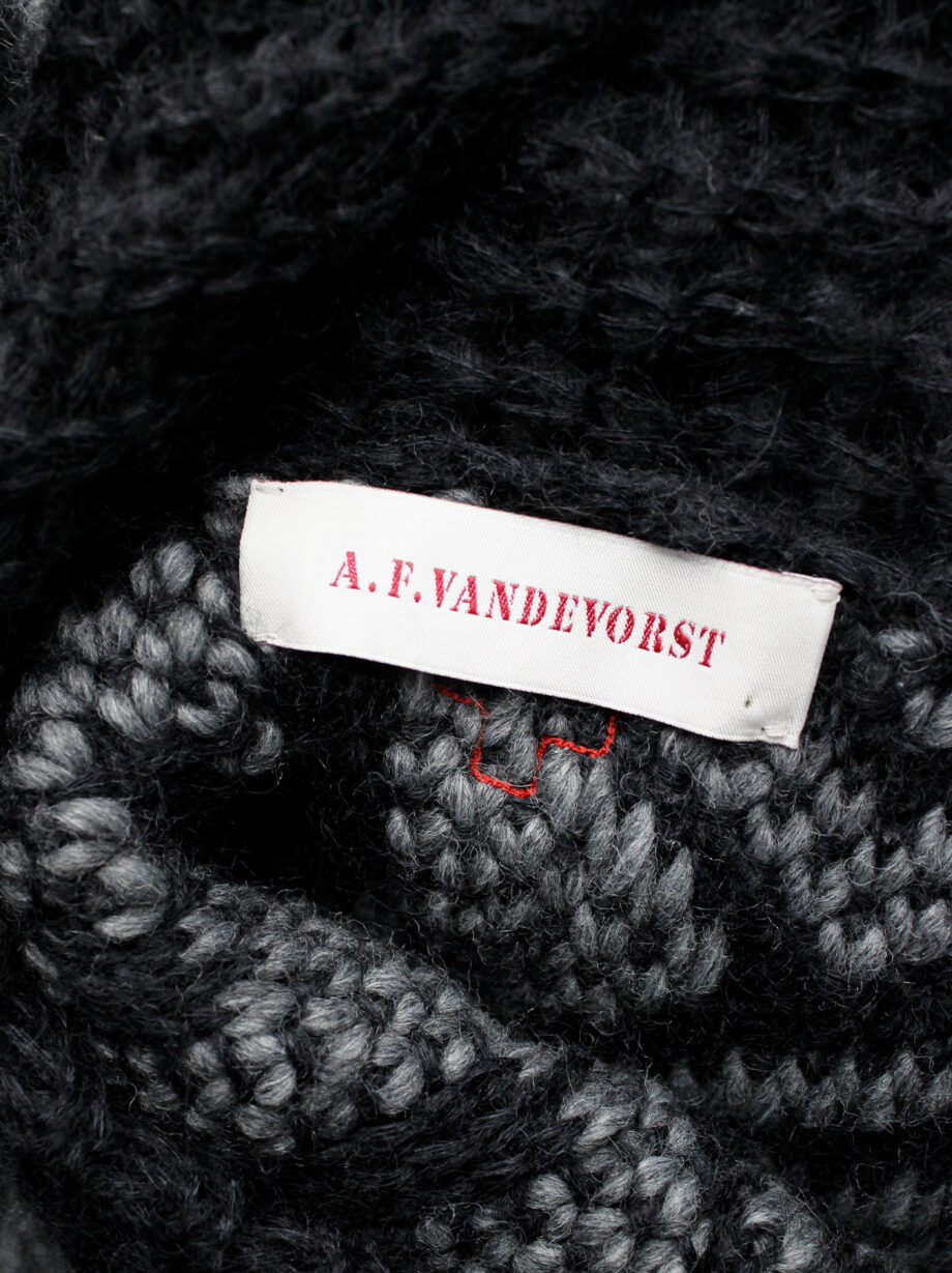 A.F. Vandevorst grey shaggy jumper with black woven shoulder panel fall 2015 (13)