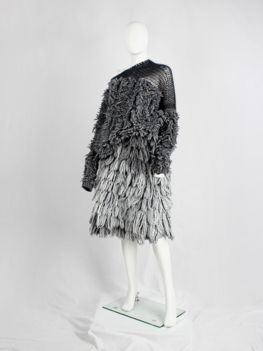 A.F. Vandevorst grey shaggy jumper with black woven shoulder panel fall 2015 (2)