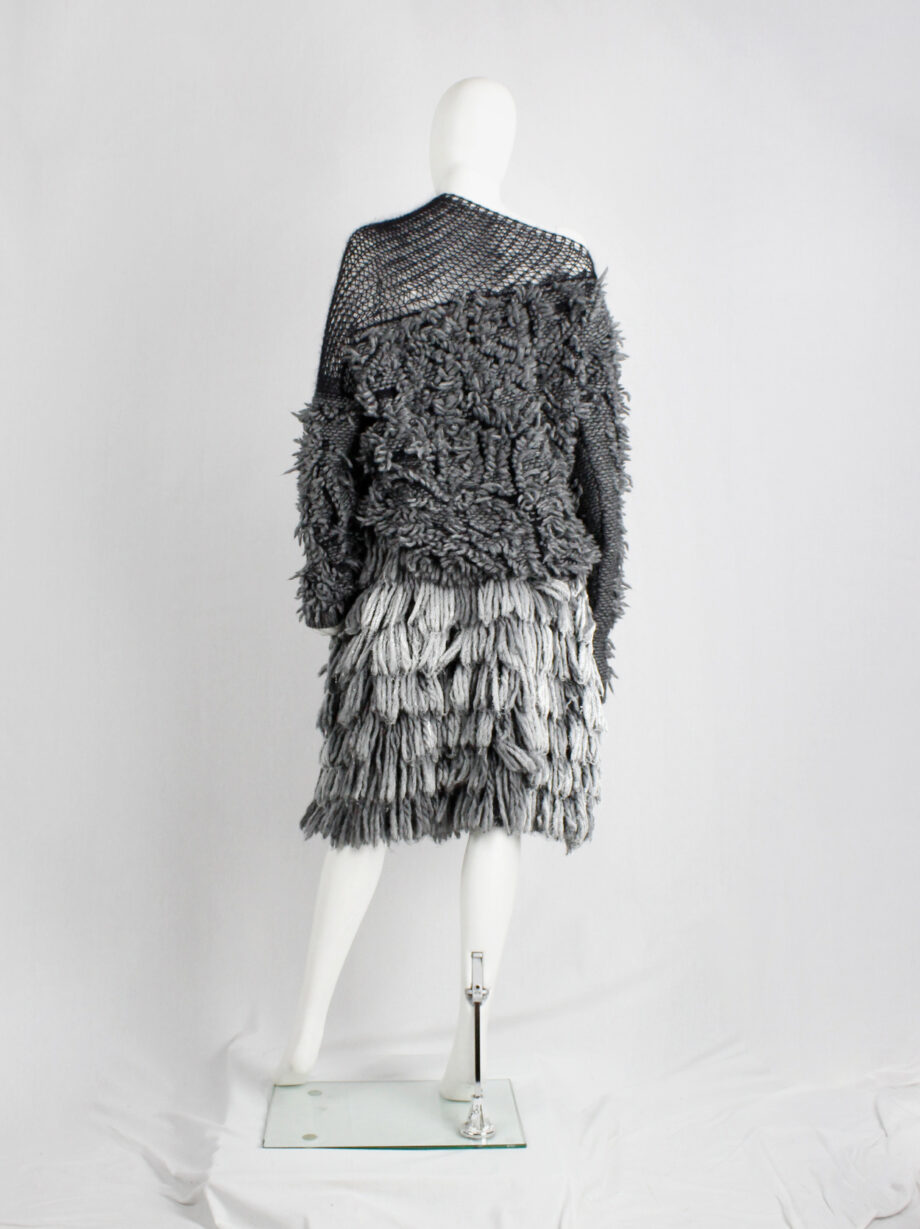 A.F. Vandevorst grey shaggy jumper with black woven shoulder panel fall 2015 (5)