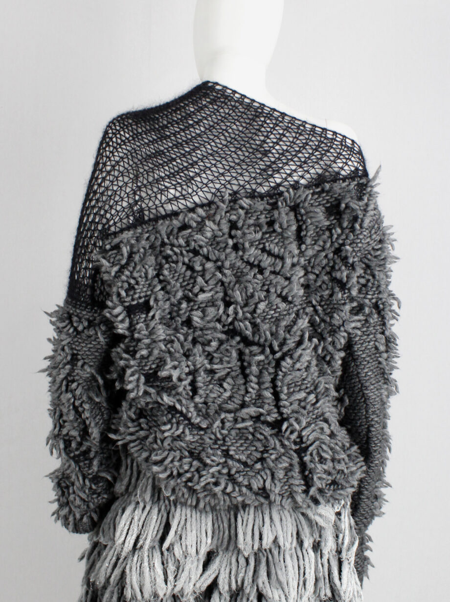 A.F. Vandevorst grey shaggy jumper with black woven shoulder panel fall 2015 (6)