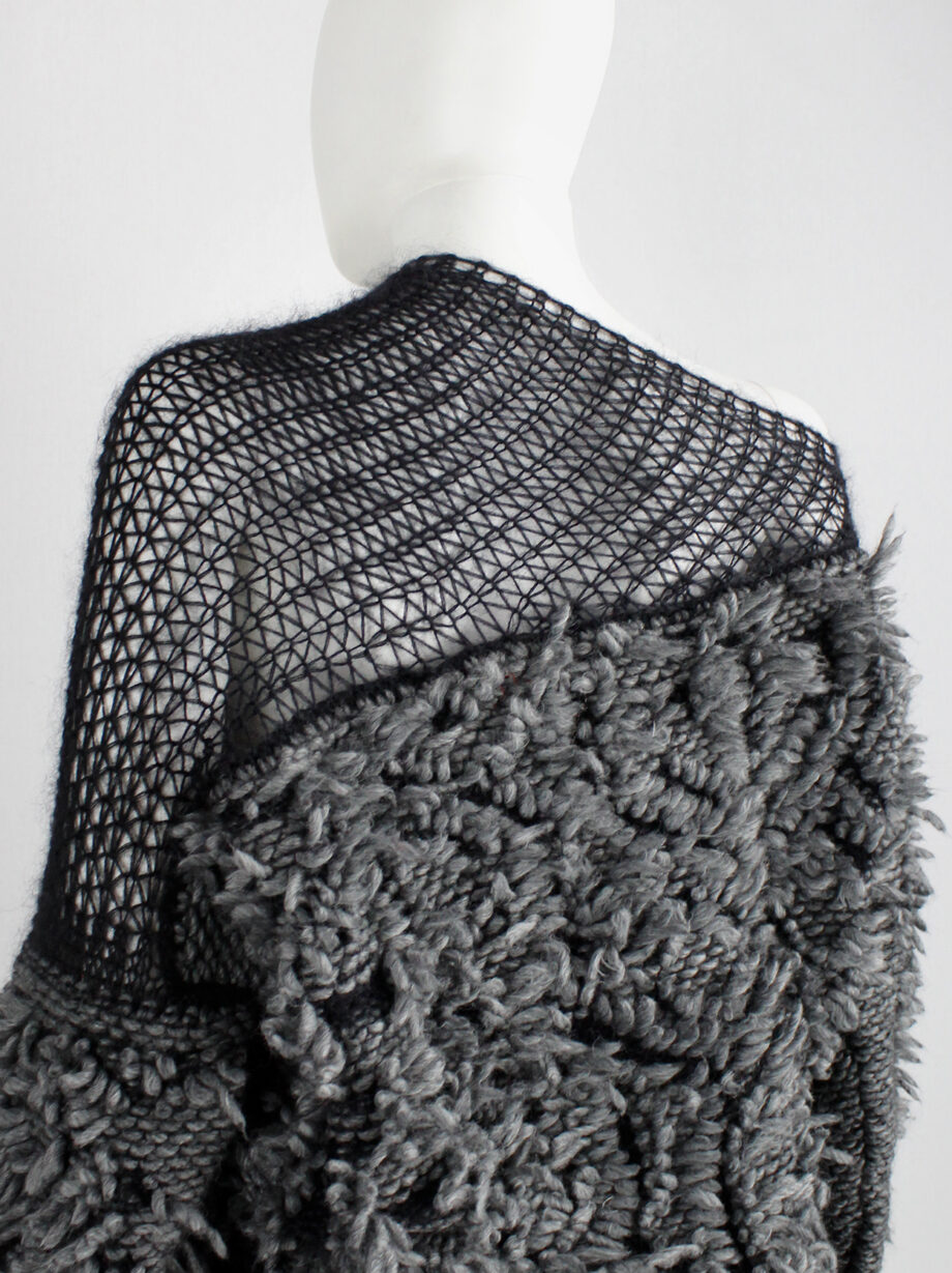 A.F. Vandevorst grey shaggy jumper with black woven shoulder panel fall 2015 (8)
