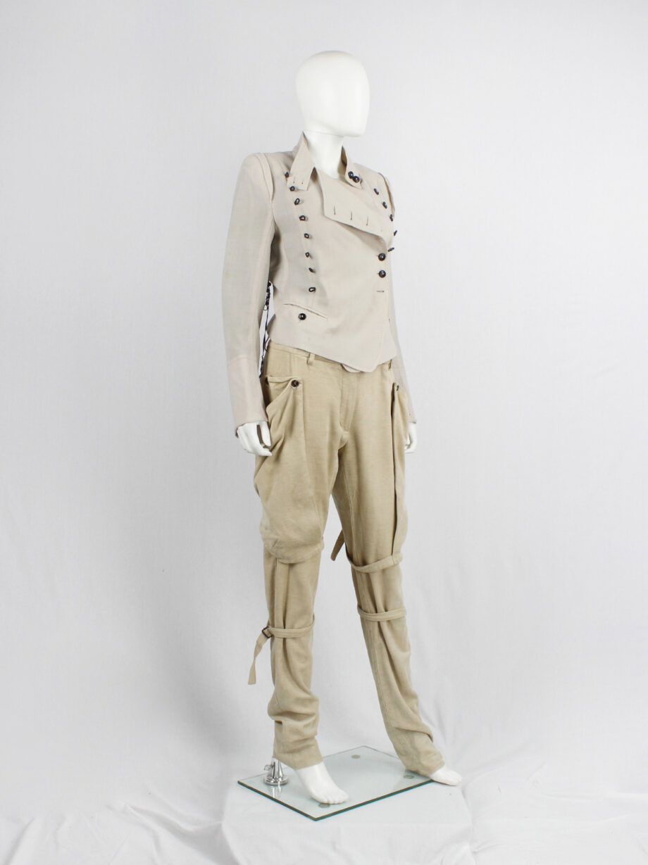 Ann Demeulemeester beige horseriding trousers with side pockets and belt straps fall 2004 (12)