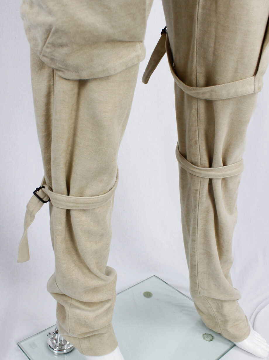 Ann Demeulemeester beige horseriding trousers with side pockets and belt straps fall 2004 (17)