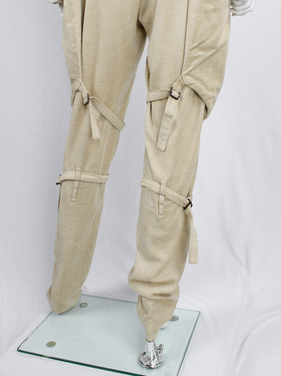 Ann Demeulemeester beige horseriding trousers with side pockets and belt straps fall 2004 (6)