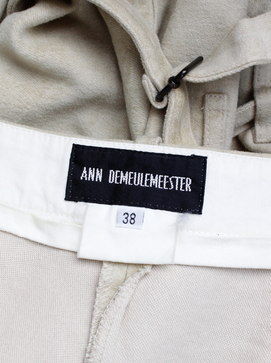 Ann Demeulemeester beige horseriding trousers with side pockets and belt straps fall 2004 (9)