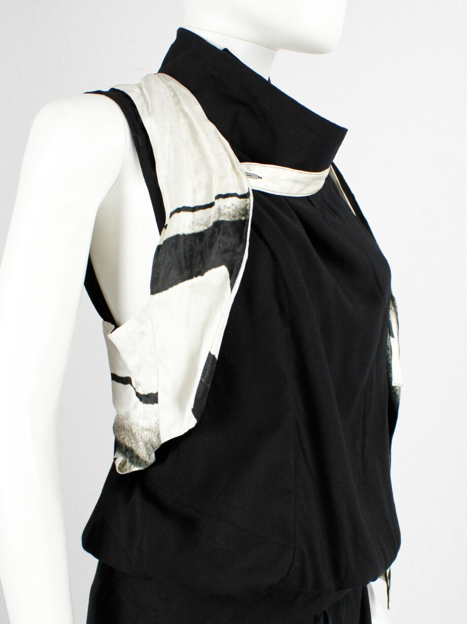 Ann Demeulemeester black and beige asymmetric waistcoat with detachable strap spring 2011 (4)