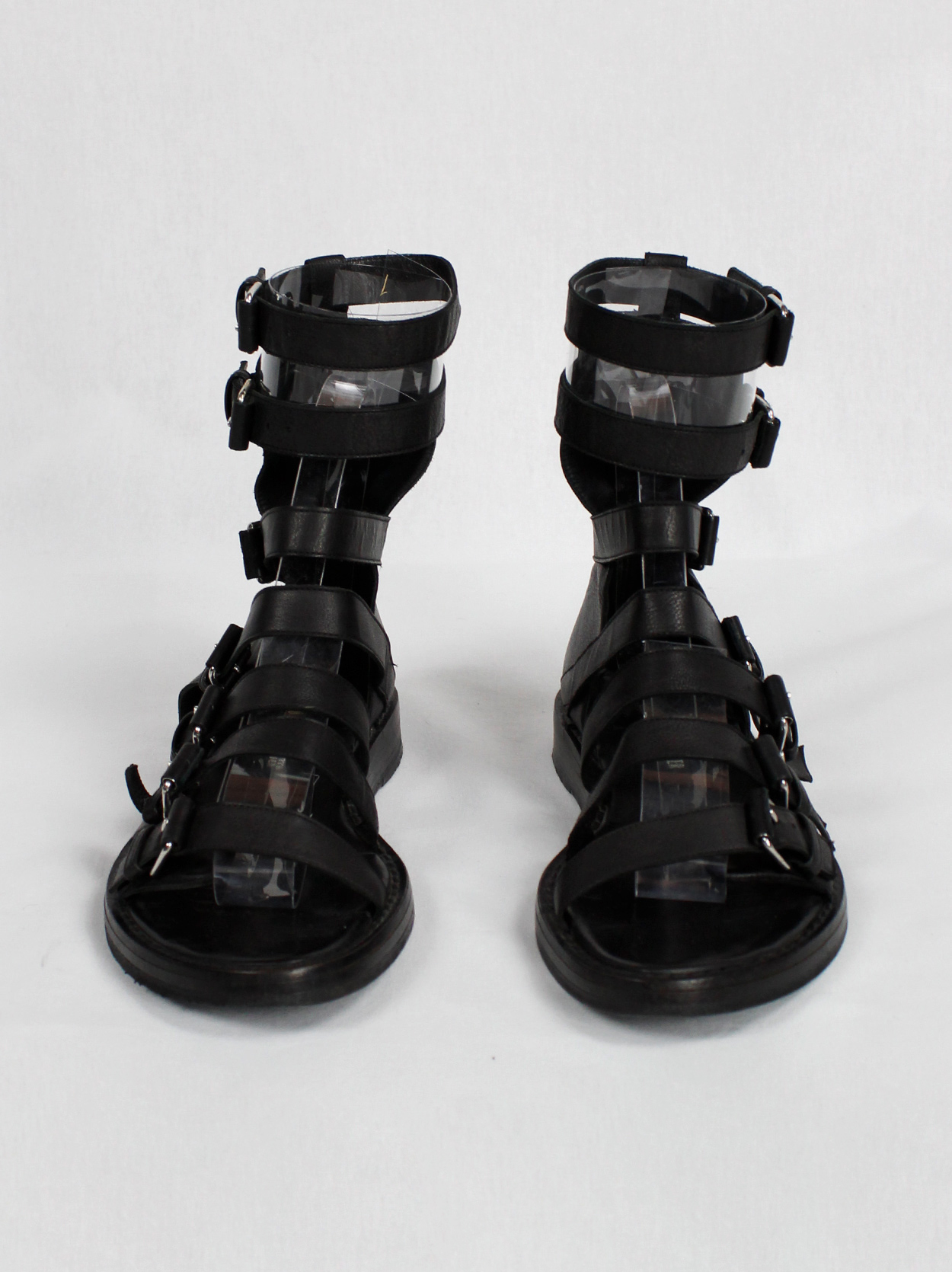 Ann Demeulemeester black flat gladiator sandals with belts (37 ...