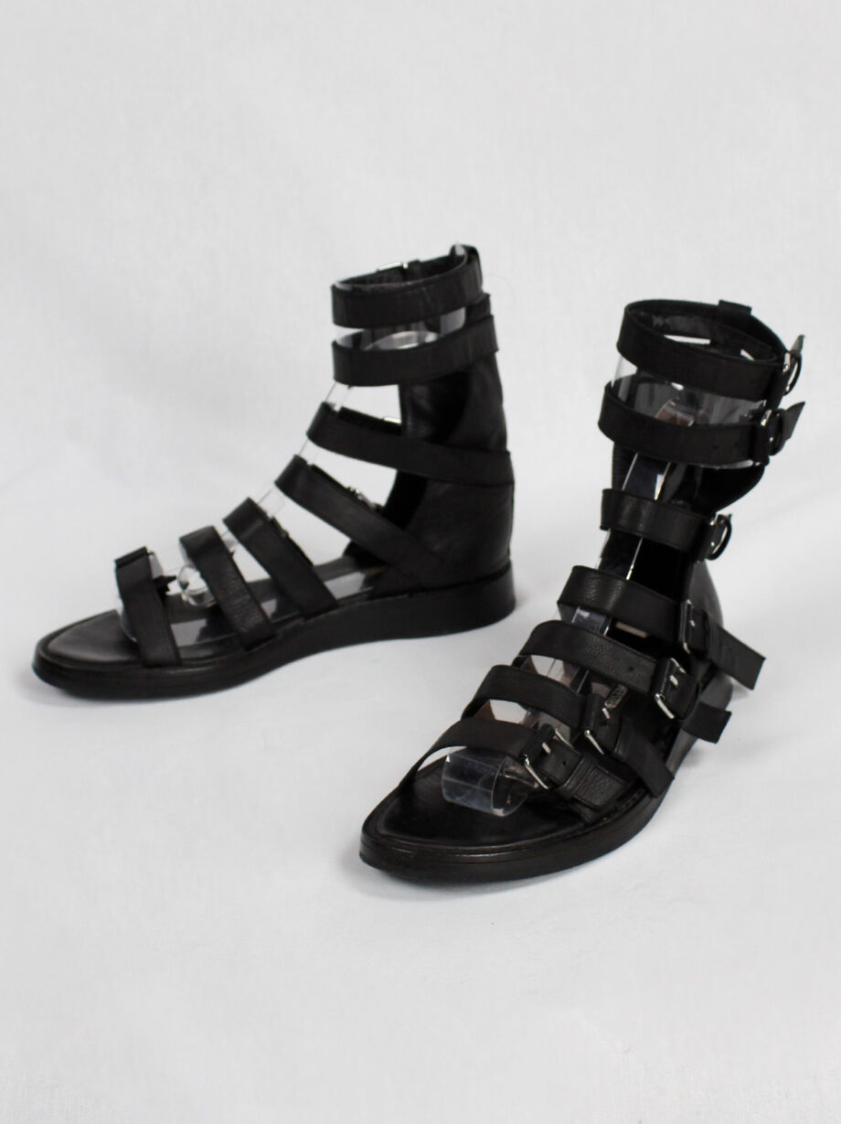 Ann Demeulemeester black flat gladiator sandals with belts spring 2010 (3)