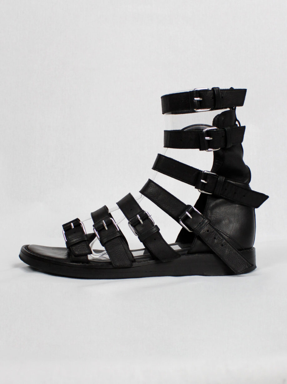 Ann Demeulemeester black flat gladiator sandals with belts spring 2010 (6)