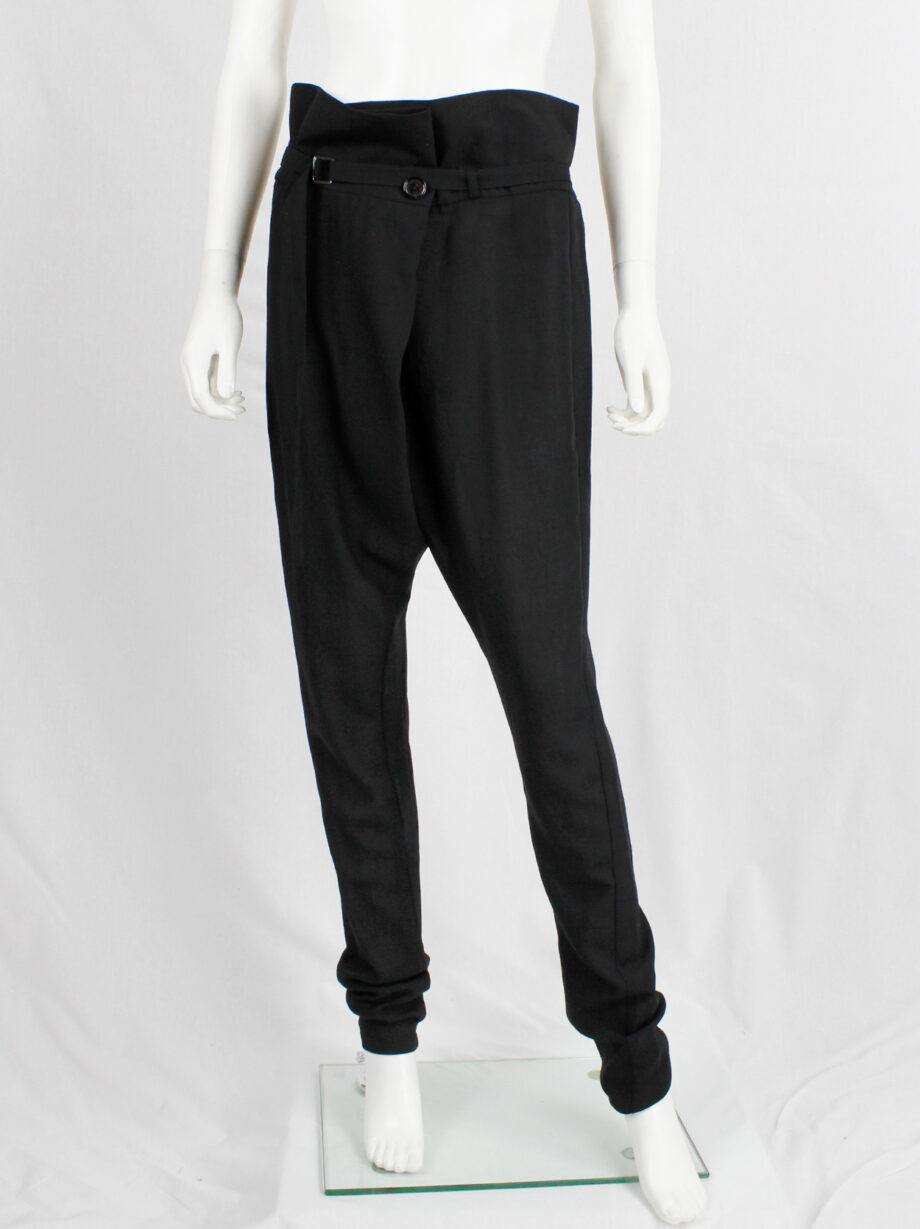 Ann Demeulemeester black harem trousers with front pleat and belt strap fall 2010 (10)