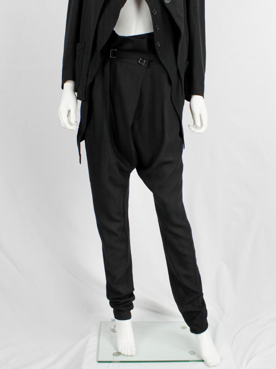 Ann Demeulemeester black harem trousers with front pleat and belt strap fall 2010 (11)