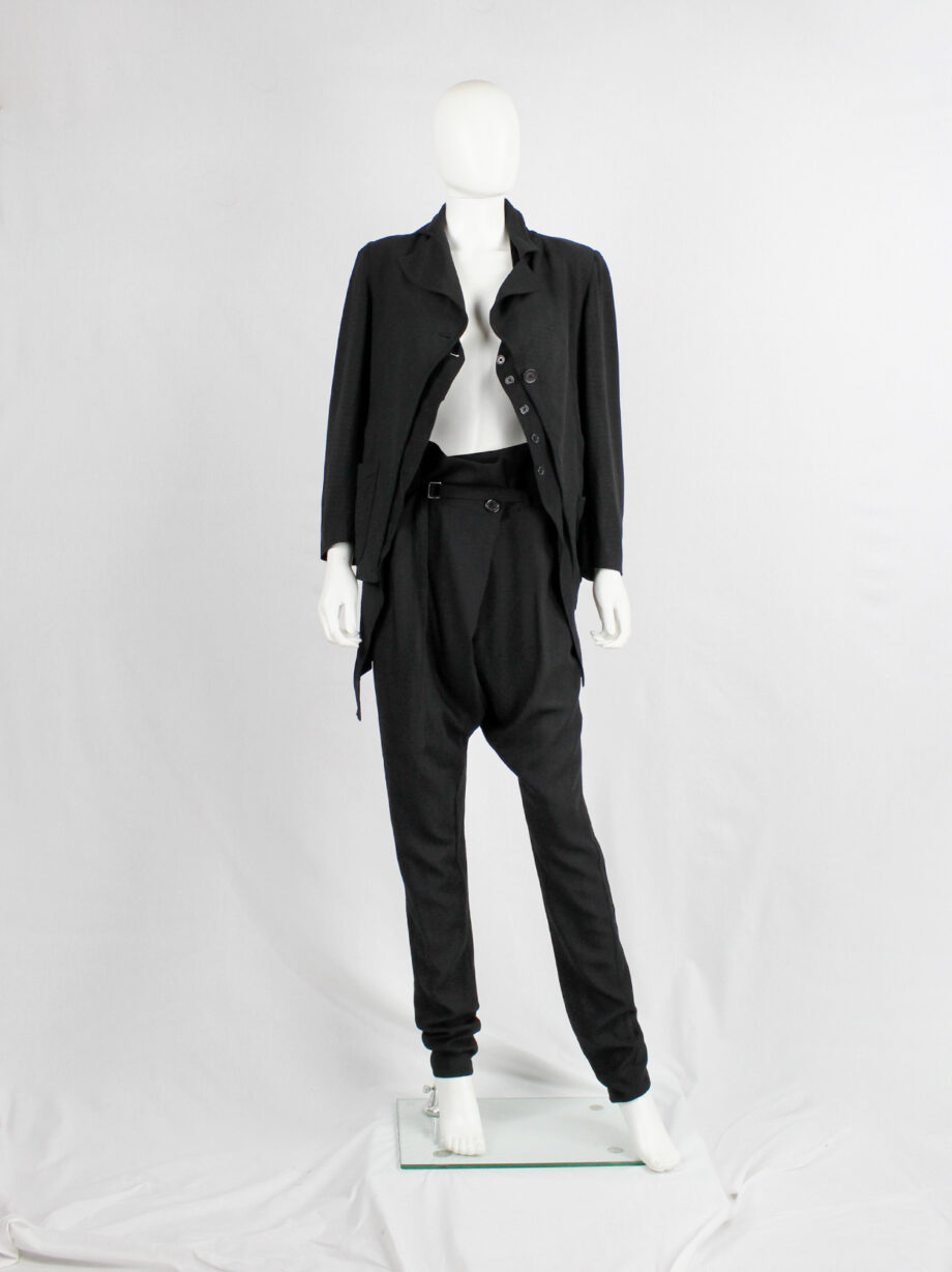 Ann Demeulemeester black harem trousers with front pleat and belt strap fall 2010 (12)