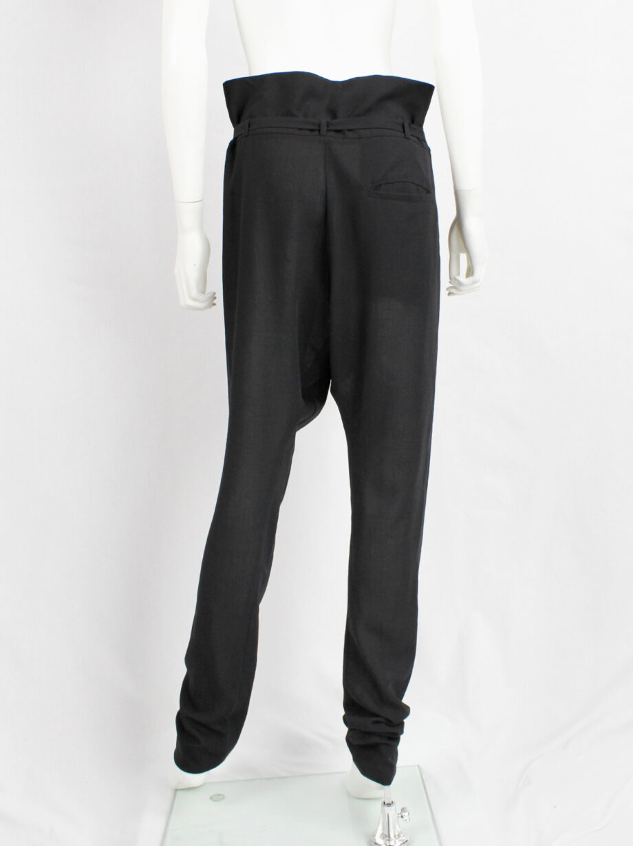 Ann Demeulemeester black harem trousers with front pleat and belt strap fall 2010 (6)