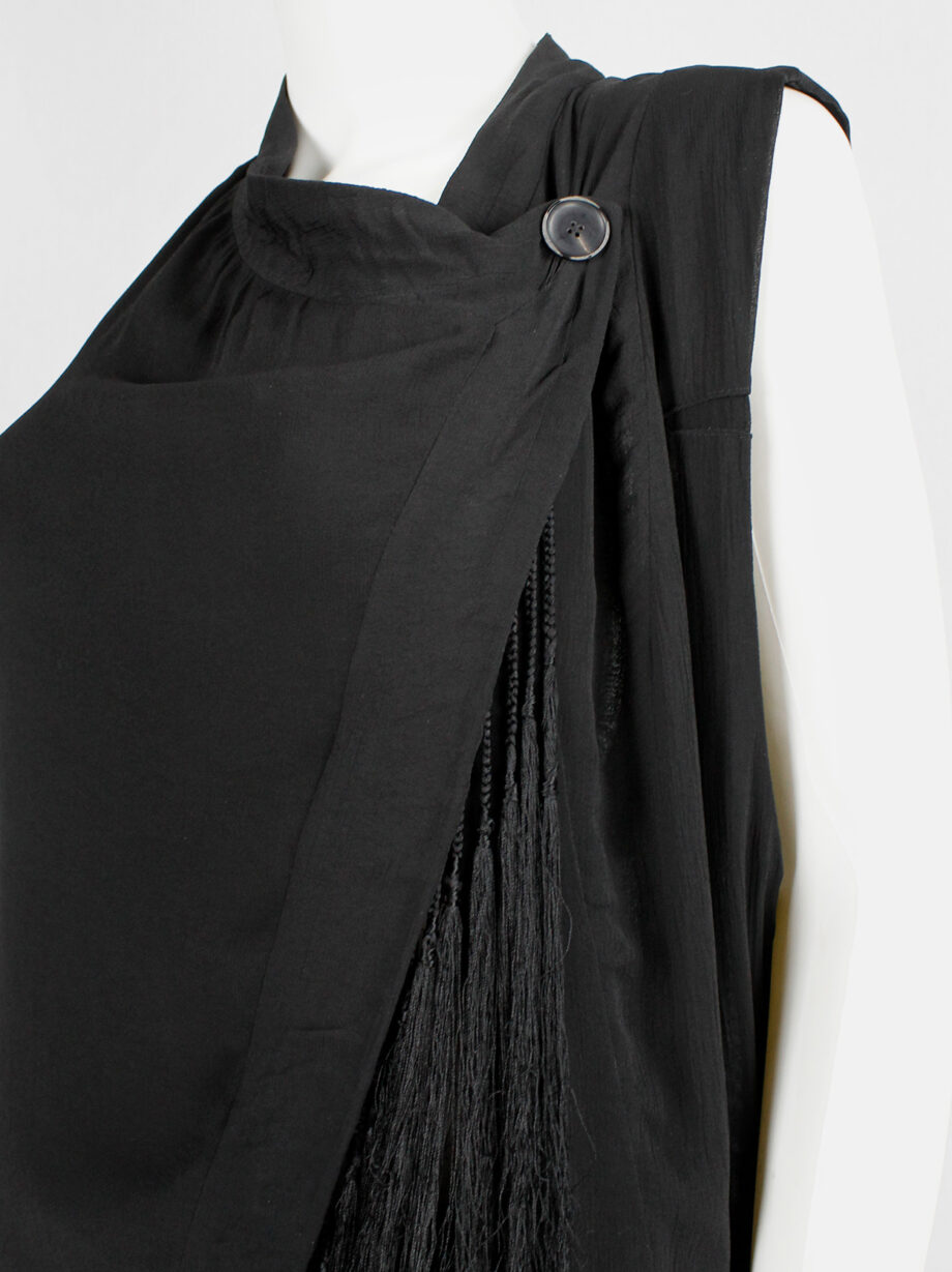 Ann Demeulemeester black long asymmetric waistcoat with braided tassels spring 2012 (1)