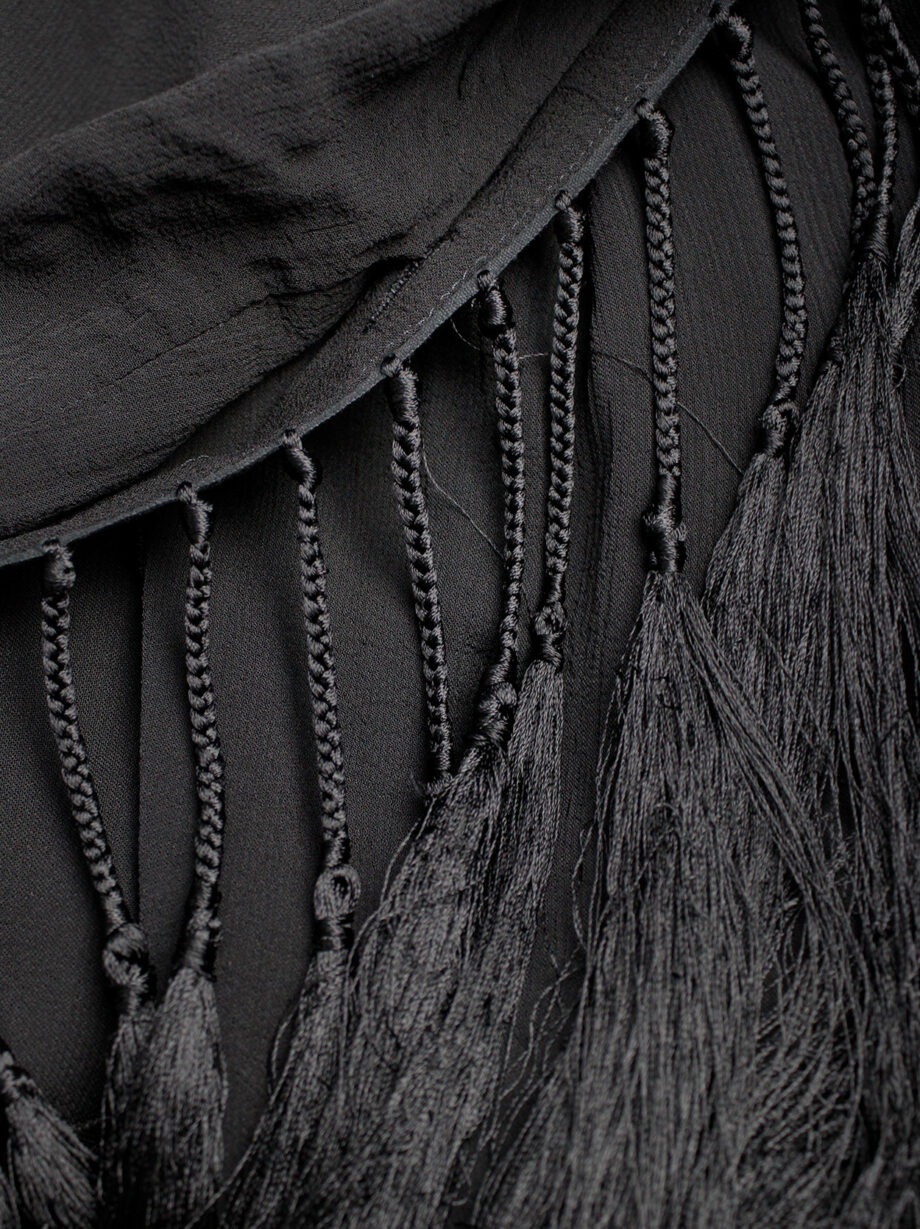 Ann Demeulemeester black long asymmetric waistcoat with braided tassels spring 2012 (10)
