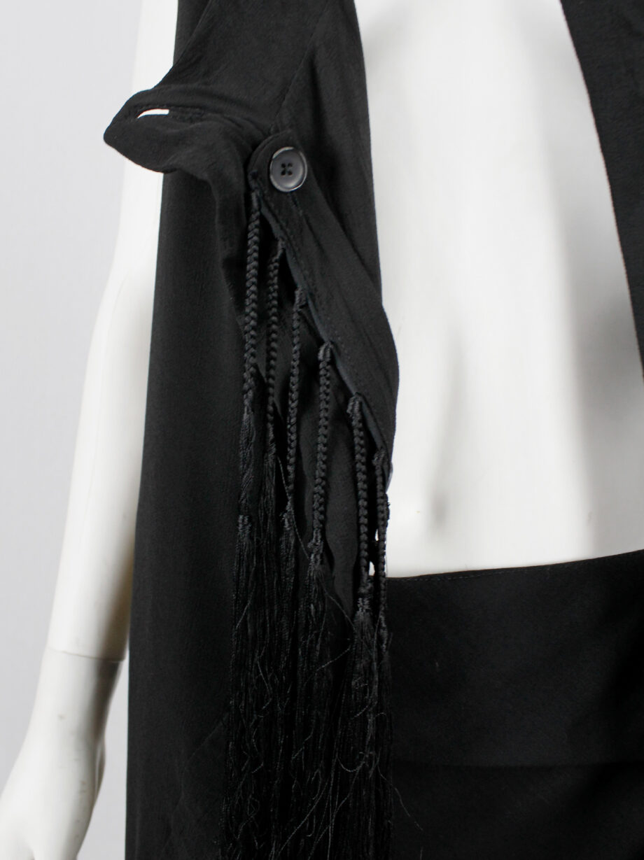 Ann Demeulemeester black long asymmetric waistcoat with braided tassels spring 2012 (19)