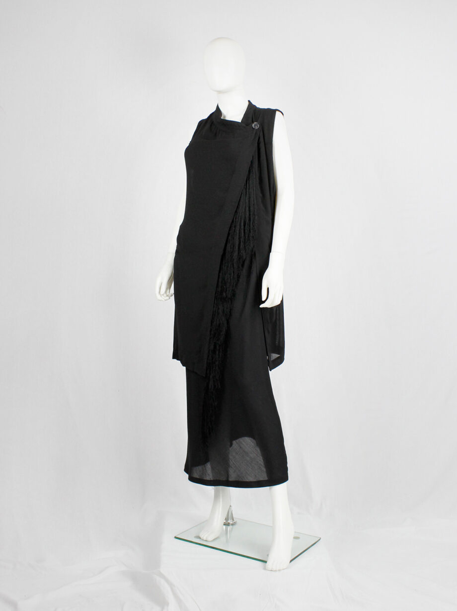 Ann Demeulemeester black long asymmetric waistcoat with braided tassels spring 2012 (3)