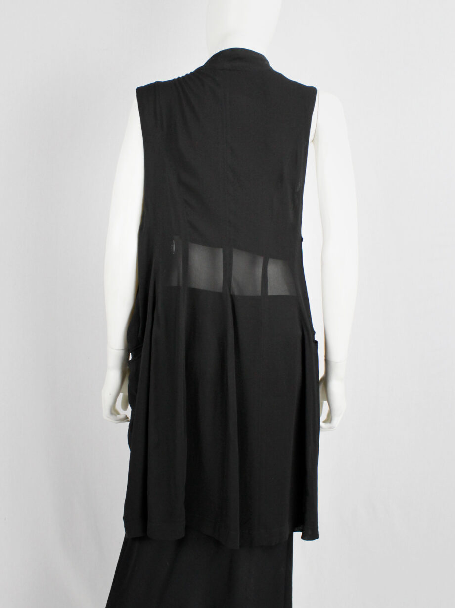 Ann Demeulemeester black long asymmetric waistcoat with braided tassels spring 2012 (6)