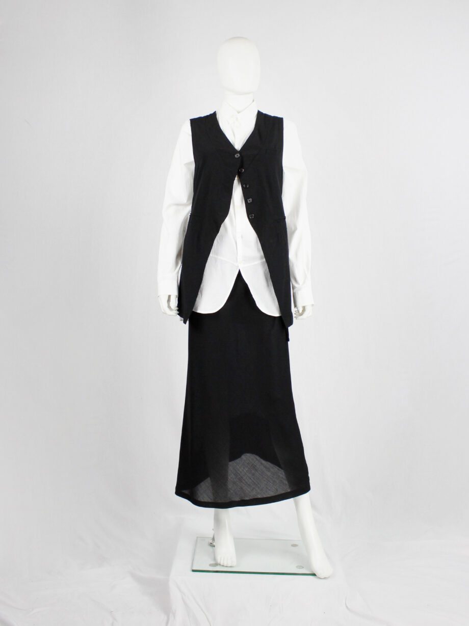 Ann Demeulemeester black one-button cutaway waistcoat with back ties (12)