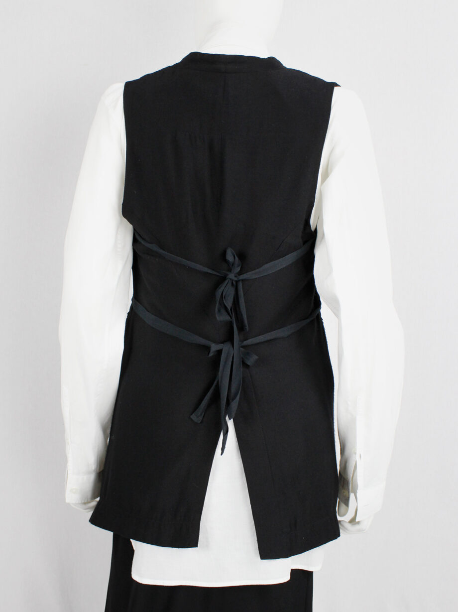 Ann Demeulemeester black one-button cutaway waistcoat with back ties (2)