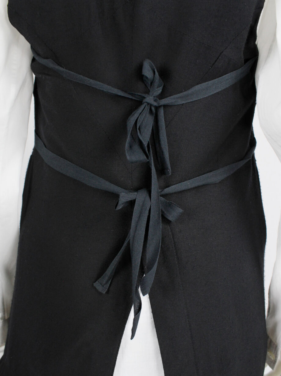 Ann Demeulemeester black one-button cutaway waistcoat with back ties (3)
