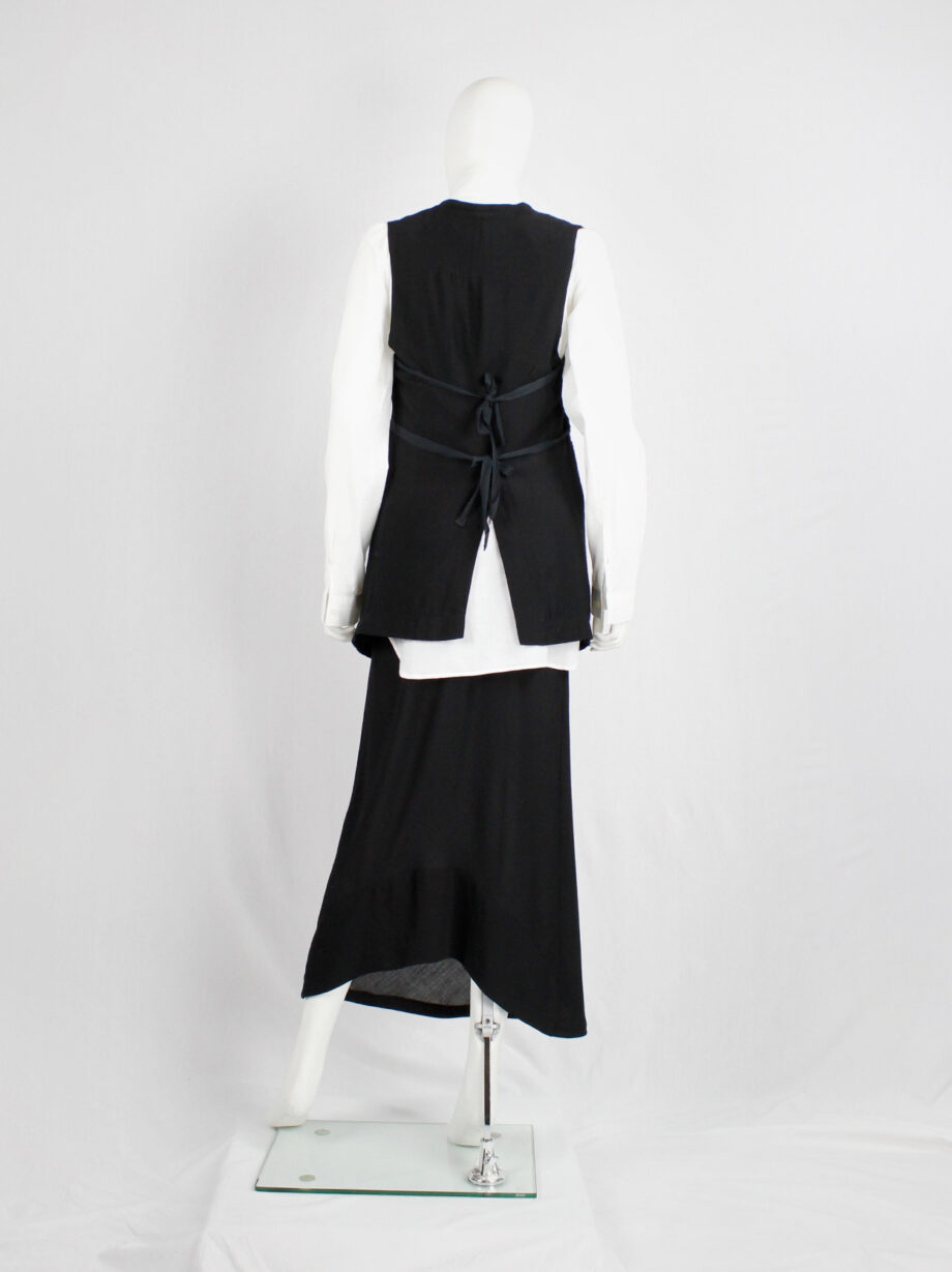 Ann Demeulemeester black one-button cutaway waistcoat with back ties (4)