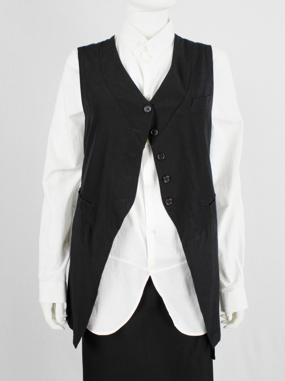 Ann Demeulemeester black one-button cutaway waistcoat with back ties (9)