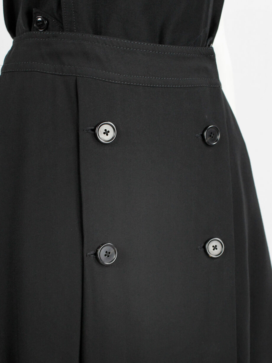 Ann Demeulemeester black skirt with buttons and curved hem fall 2014 (12)