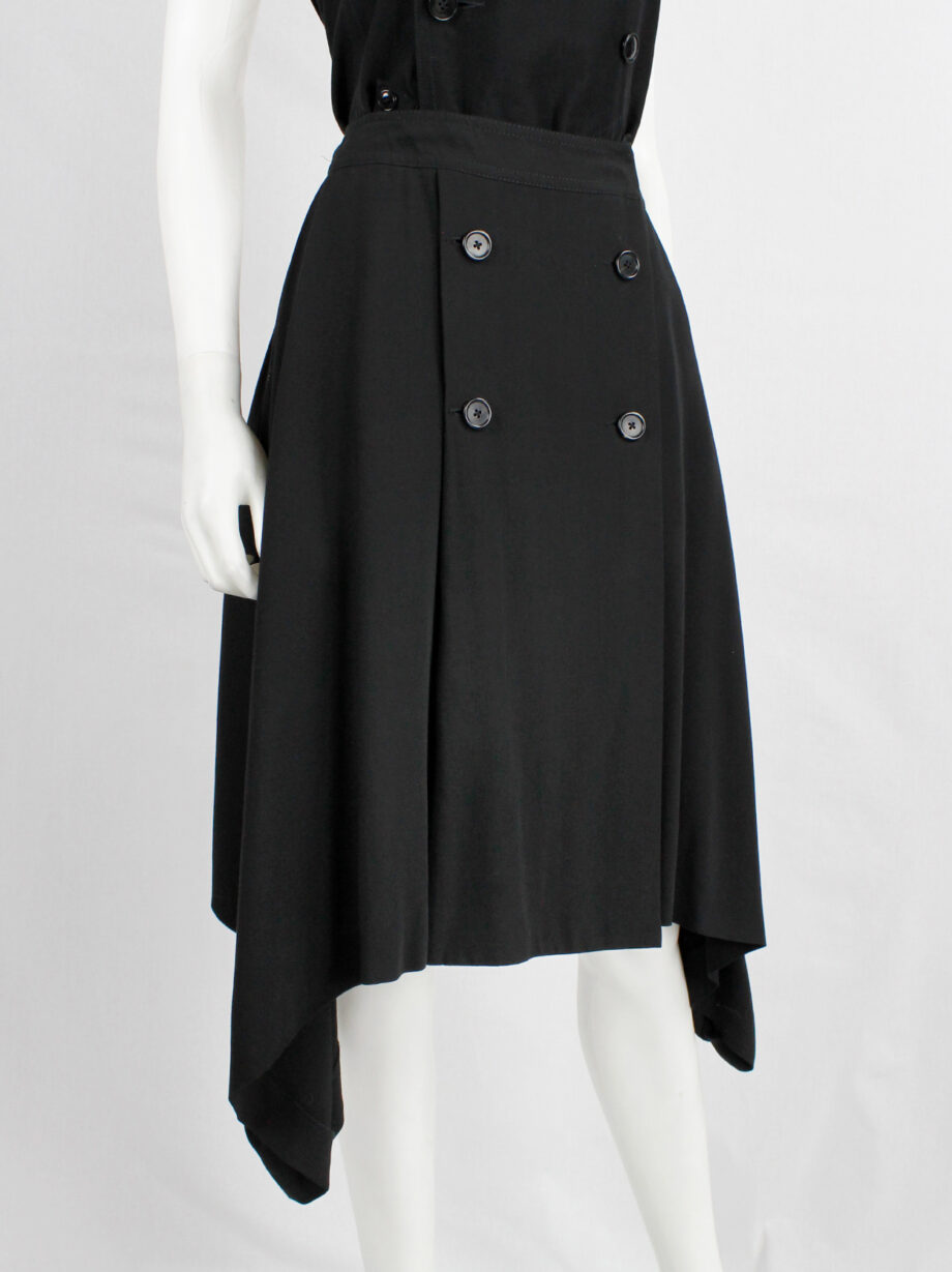 Ann Demeulemeester black skirt with buttons and curved hem fall 2014 (14)