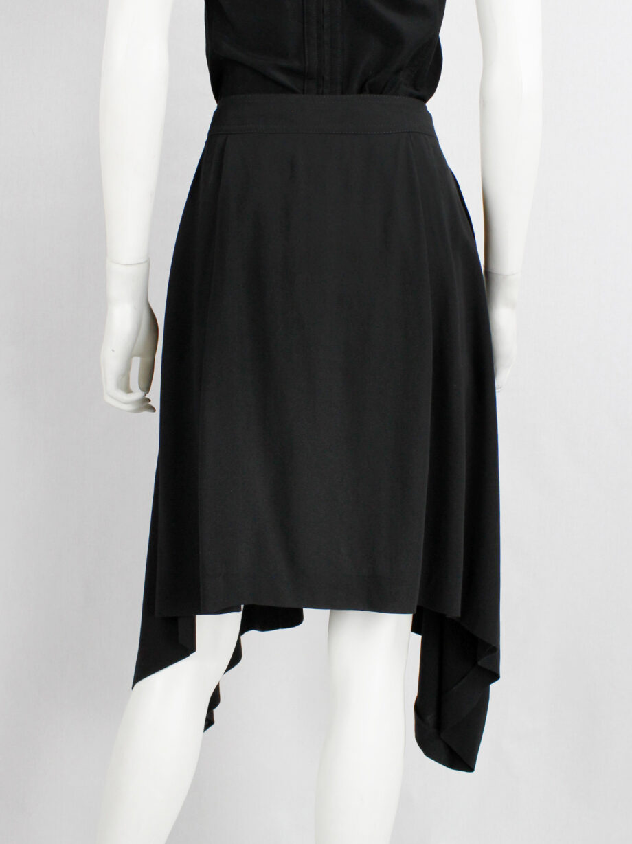 Ann Demeulemeester black skirt with buttons and curved hem fall 2014 (3)