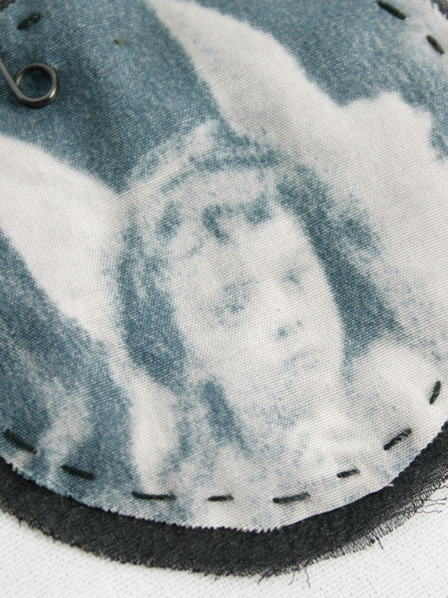 Ann Demeulemeester circle brooch with cherub print stitched onto black silk fall 2005 (5)