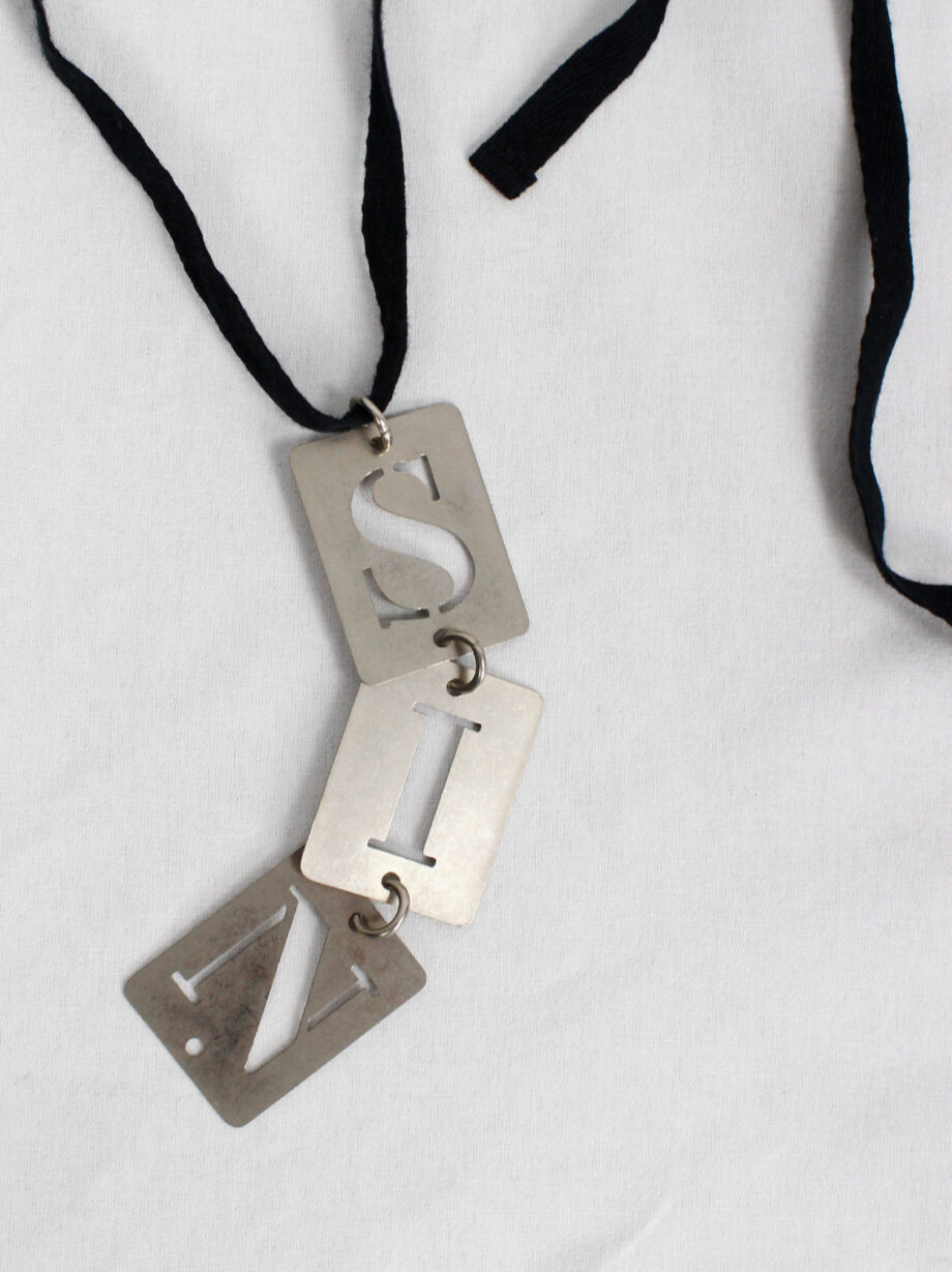 Ann Demeulemeester necklace with metal SIN stencilled dogtags spring 2003 (2)