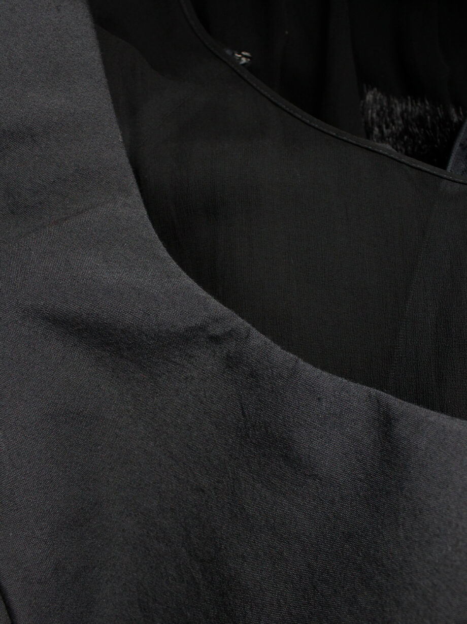 Comme des Garçons black panelled dress with faux fur trim on a sheer underlayer fall 1997 (13)