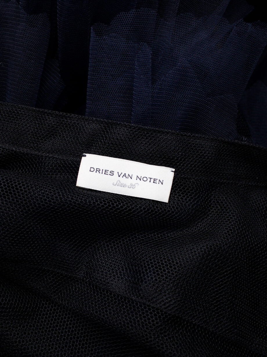 Dries Van Noten black sheer shirtdress with blue tulle skirt spring 2016 (6)
