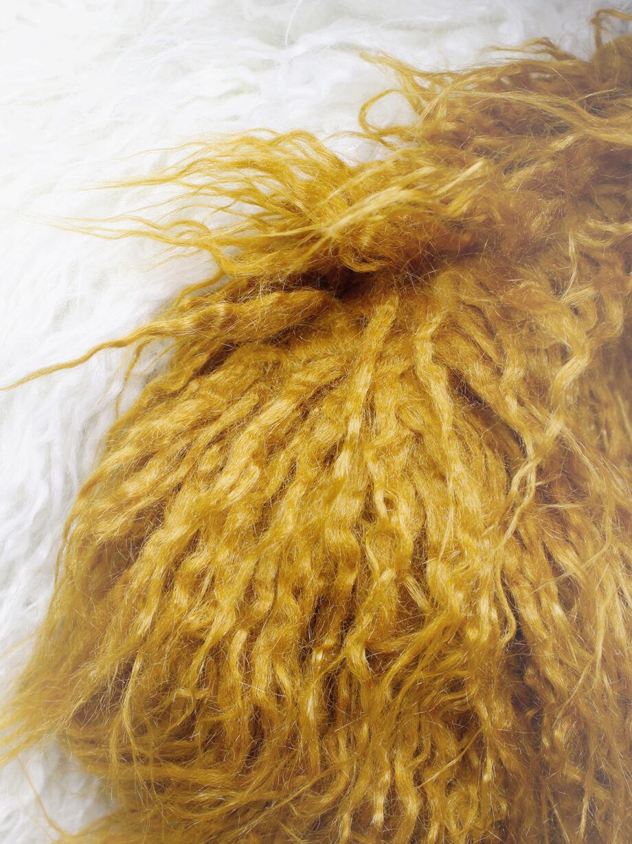 Dries Van Noten burnt orange and beige oversized shaggy faux fur scarf fall 2018 (5)