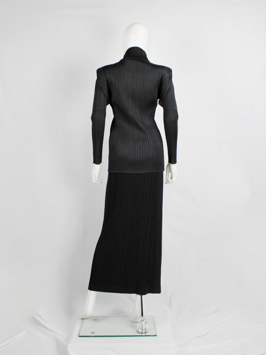 Issey Miyake black straight maxi skirt with fine pressed pleats early 2000s (4)