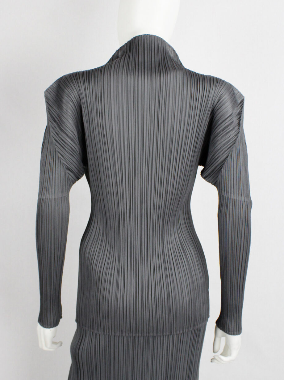 Issey Miyake grey pleated turtleneck jumper with square shoulders (2)