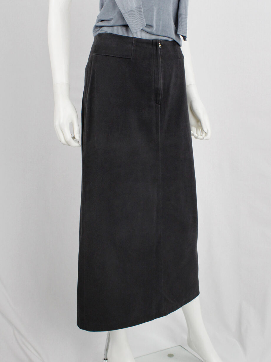 Maison Martin Margiela 6 dark grey waistless maxi skirt with fake pockets fall 1999 (1)