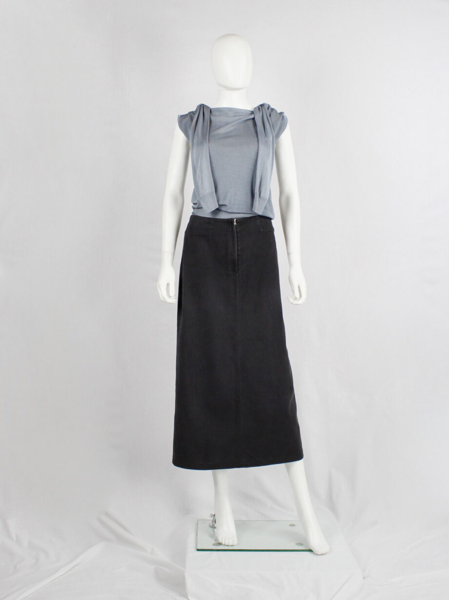 Maison Martin Margiela 6 dark grey waistless maxi skirt with fake pockets fall 1999 (14)