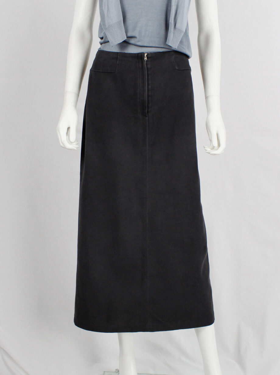 Maison Martin Margiela 6 dark grey waistless maxi skirt with fake pockets fall 1999 (15)