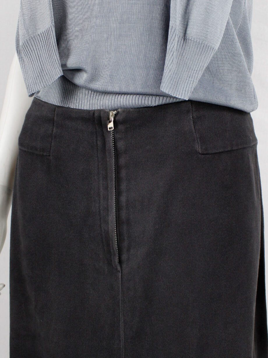Maison Martin Margiela 6 dark grey waistless maxi skirt with fake pockets fall 1999 (17)