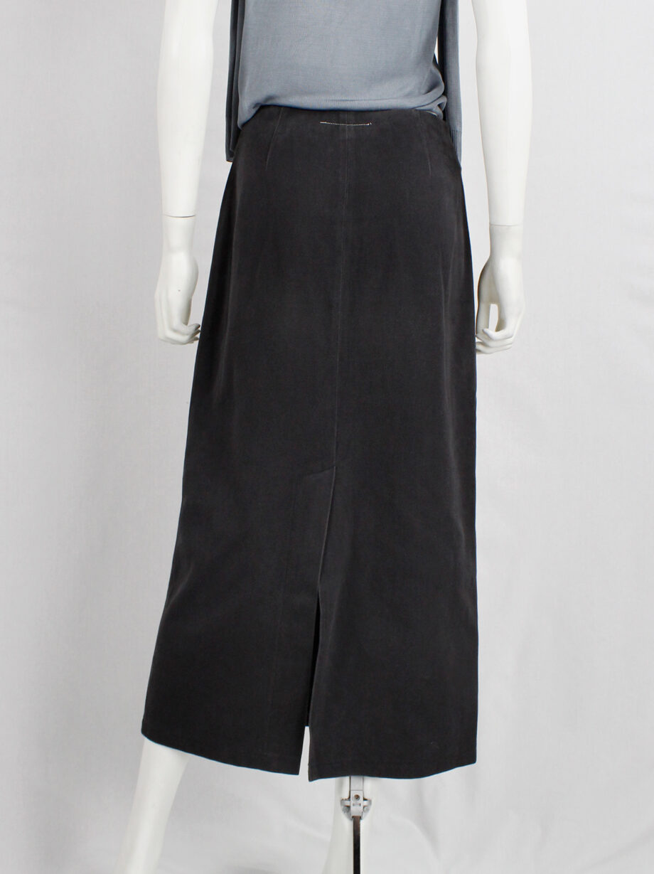 Maison Martin Margiela 6 dark grey waistless maxi skirt with fake pockets fall 1999 (4)