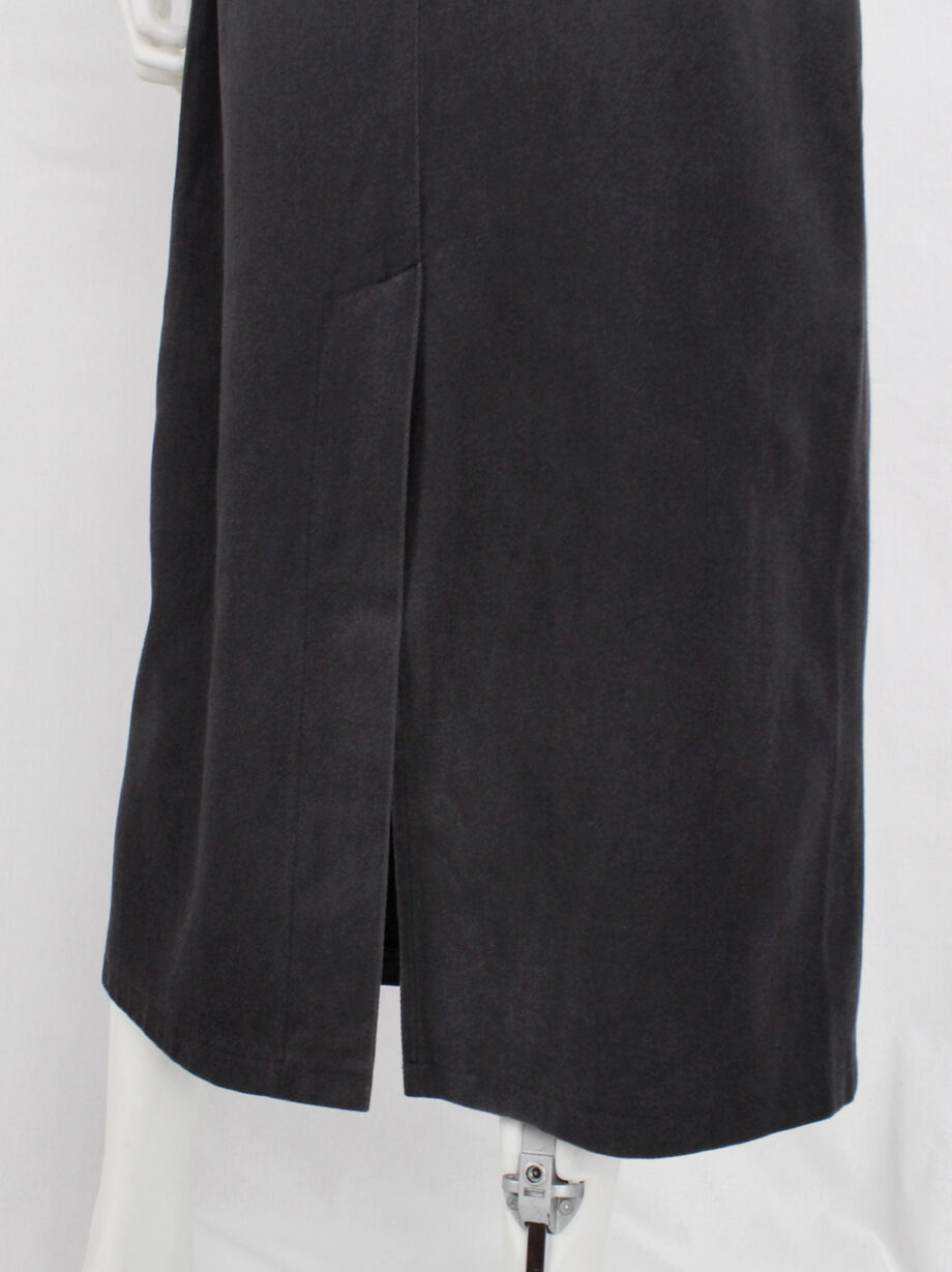 Maison Martin Margiela 6 dark grey waistless maxi skirt with fake pockets fall 1999 (6)