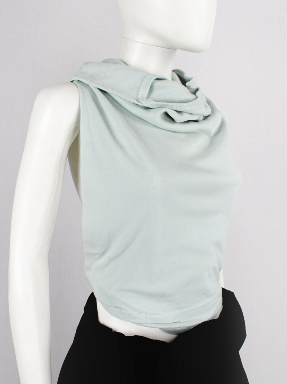 Maison Martin Margiela artisanal mint top made of a jumper with twisted sleeves (11)