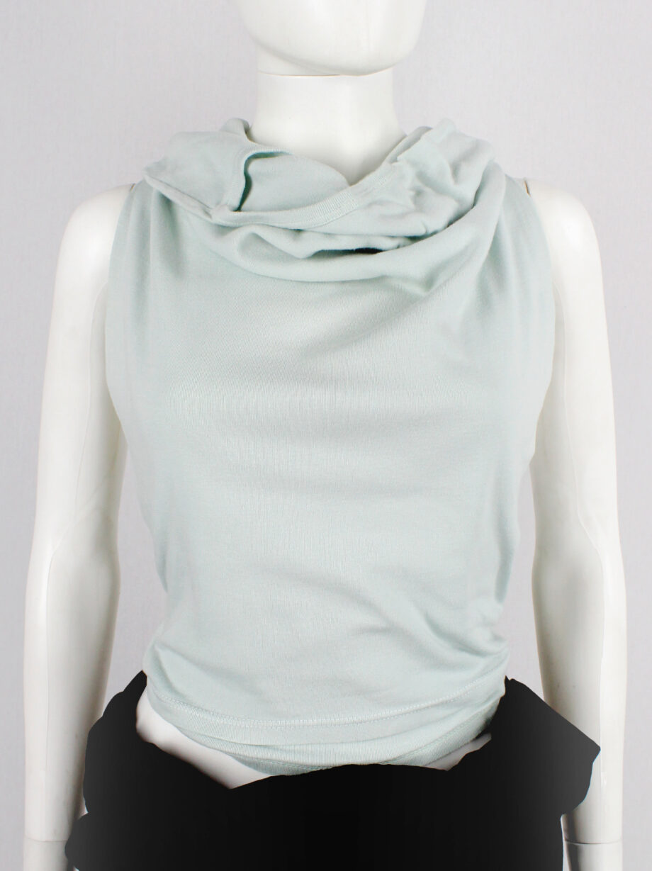 Maison Martin Margiela artisanal mint top made of a jumper with twisted sleeves (7)