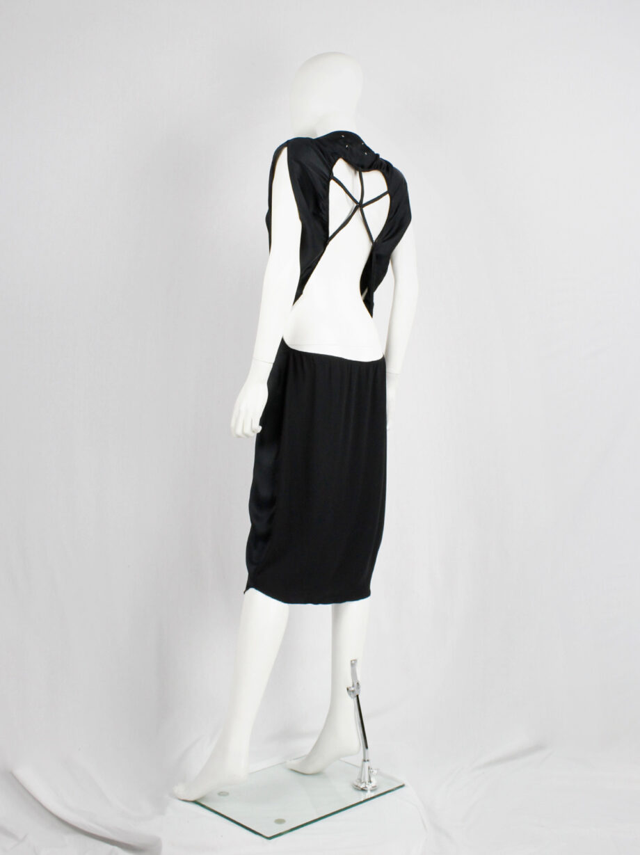 Maison Martin Margiela black backless dress with straps modeled after a car seat cover fall 2006 (4)