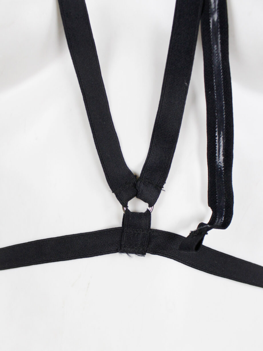 Maison Martin Margiela black elastic body harness with metal rings spring 1998 (2)