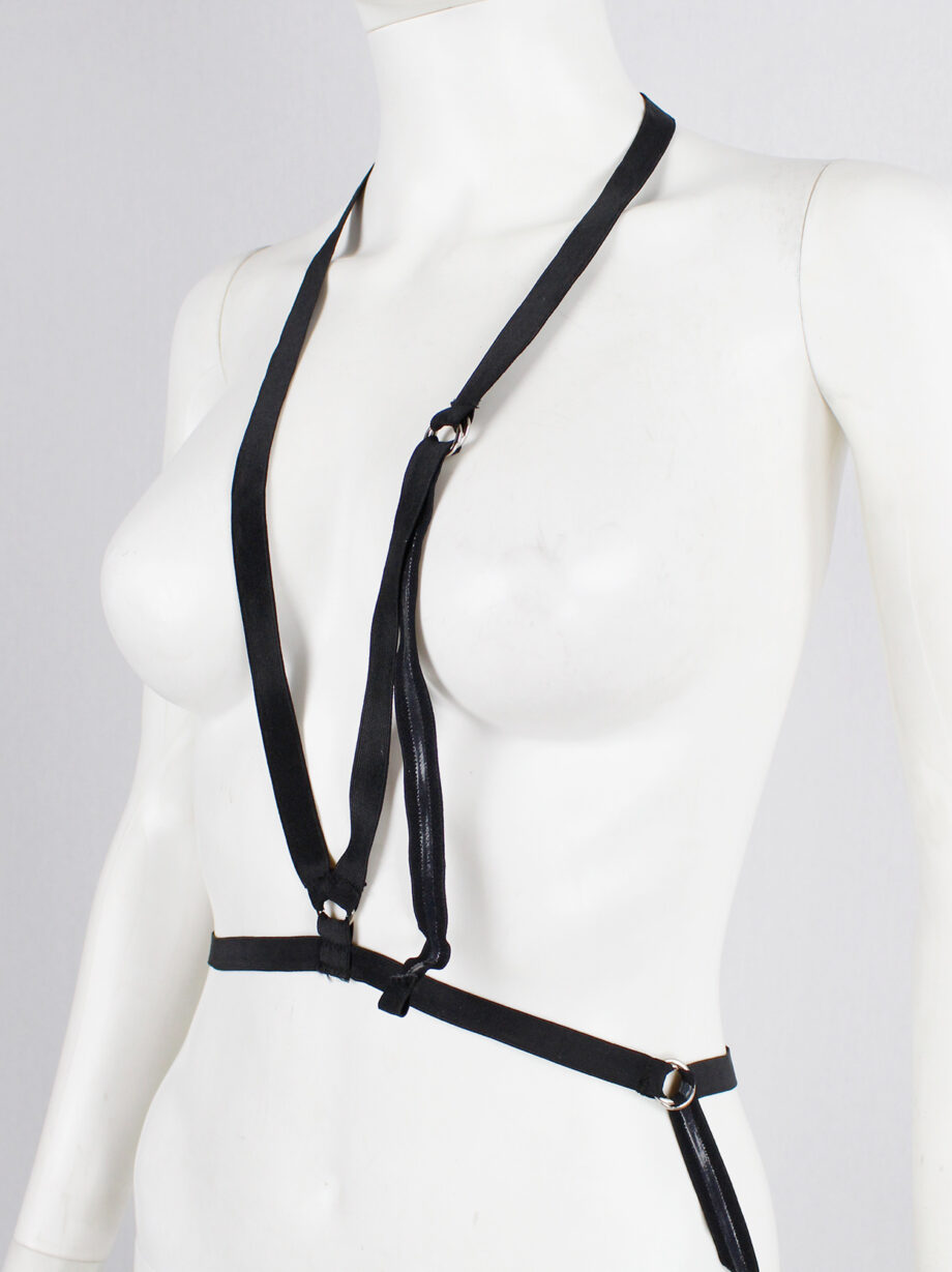Maison Martin Margiela black elastic body harness with metal rings spring 1998 (8)